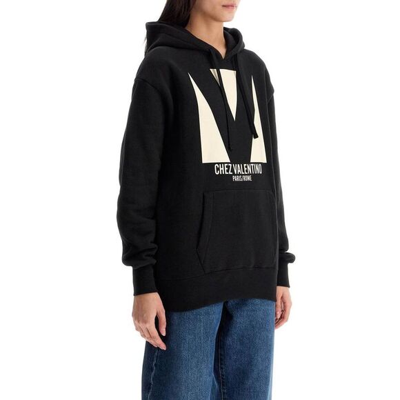 VALENTINO GARAVANI Chez Valentino Graphic Hoodie Women BLACK Sweaters & Knitwear - Picture 2 of 4